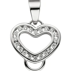Anhänger 17,6x18,9mm Charms Charm Einhänger Herz mit Zirkonia 925 Silber Damen