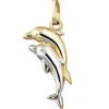 Anhänger 8,5x18,7mm Delfine Delfin 333 Gold Gelbgold rhodiniert bicolor Damen