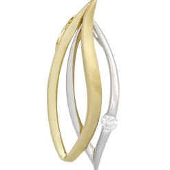Anhänger 10,3x24,9mm Diamant 0.05Ct W/SI 585 Gold Gelbgold Weißgold spitzoval
