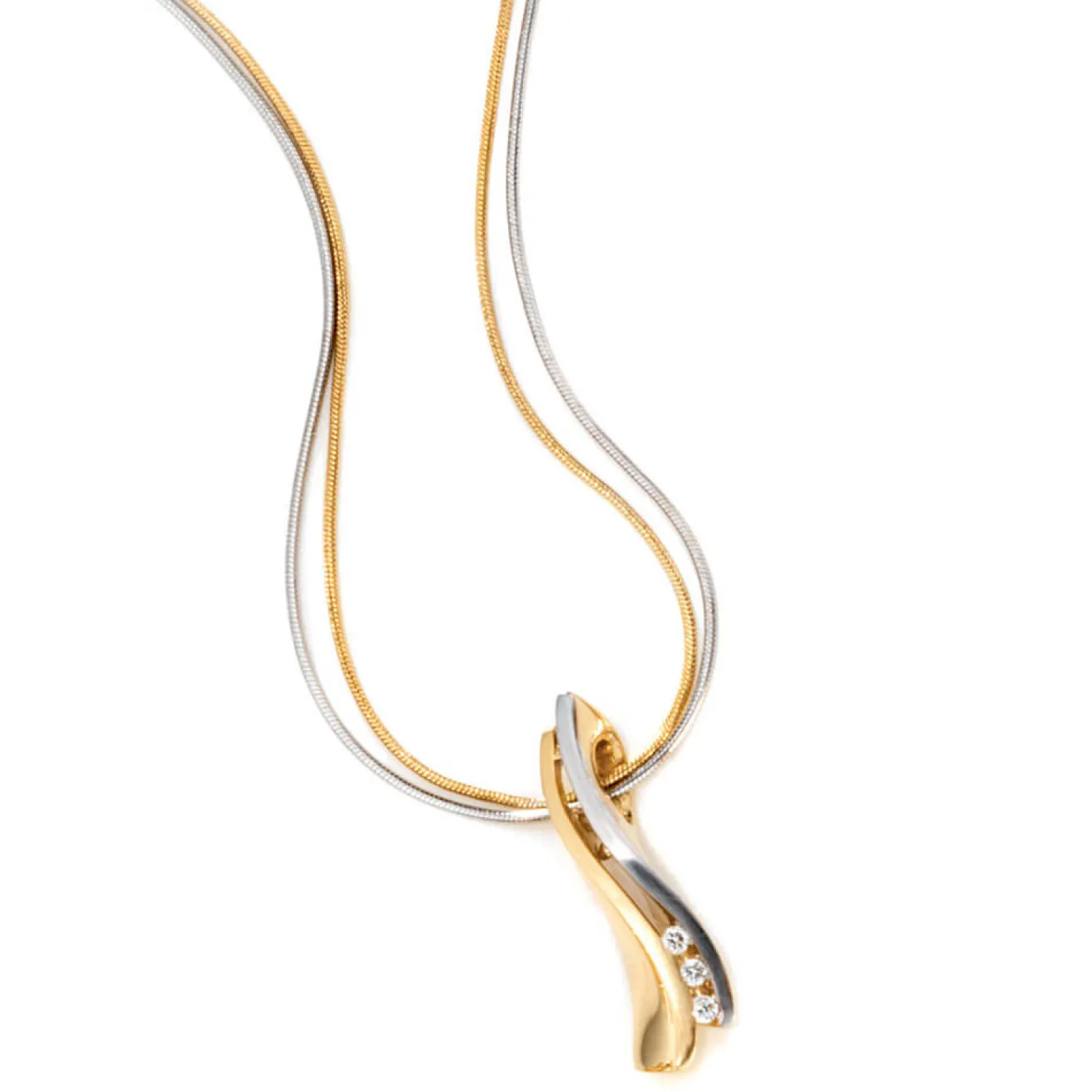 Anhänger 6,3x24mm Diamanten 0.06Ct W/P1 Brillanten 585 Gold Gelbgold Damen