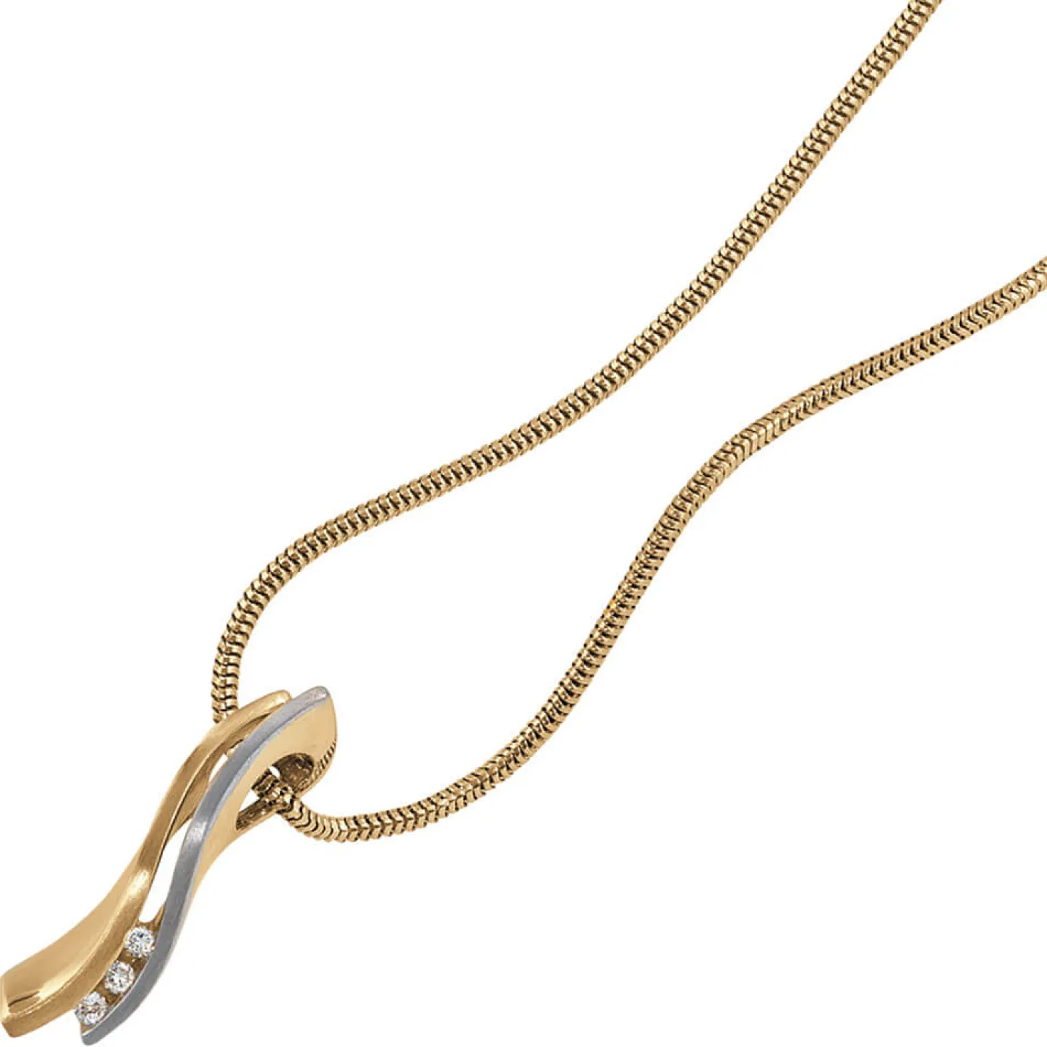 Anhänger 6,3x24mm Diamanten 0.06Ct W/P1 Brillanten 585 Gold Gelbgold Damen
