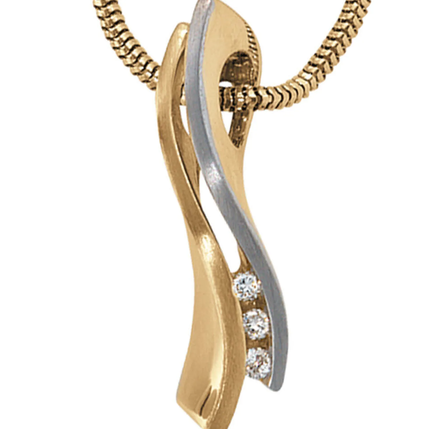 Anhänger 6,3x24mm Diamanten 0.06Ct W/P1 Brillanten 585 Gold Gelbgold Damen