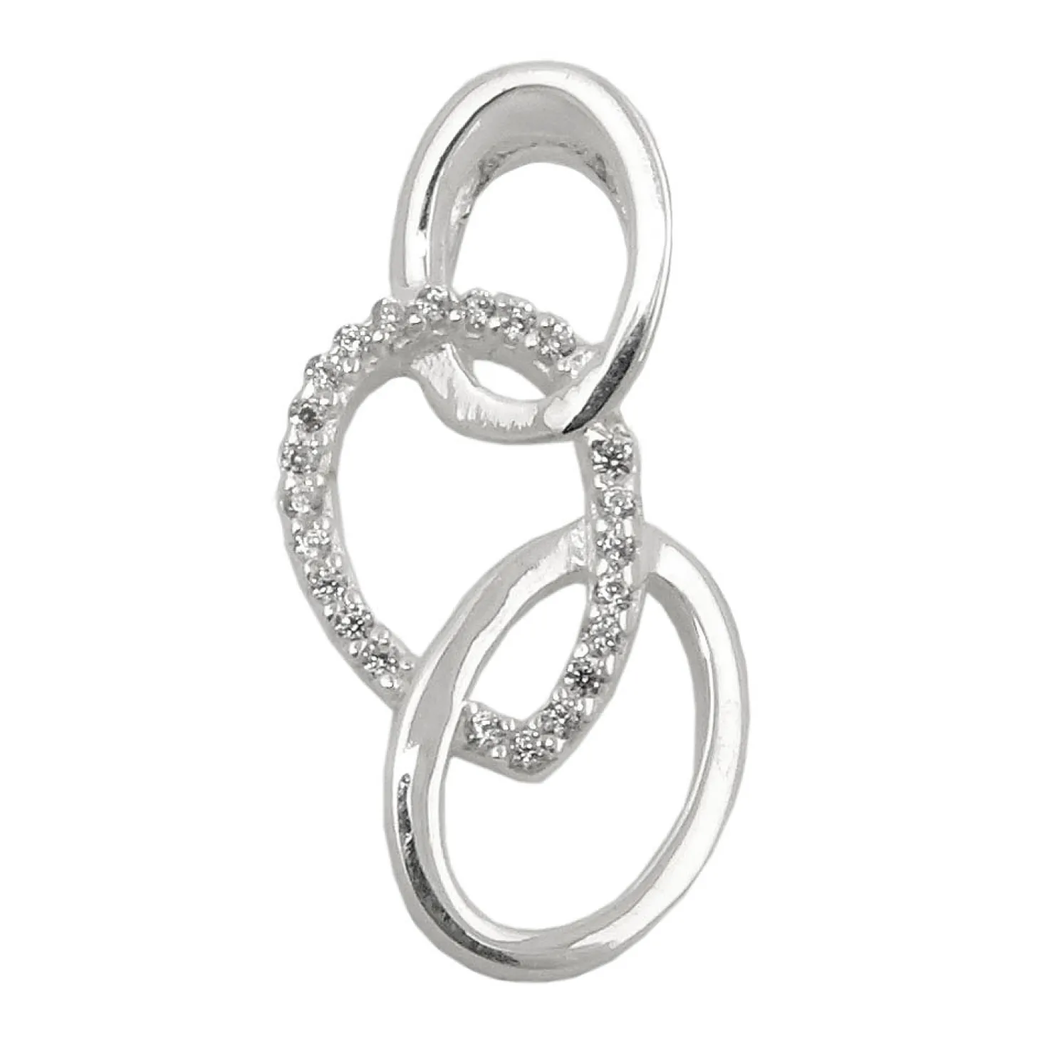 Anhänger 21x10mm drei Ellipsen mit weißen Zirkonia 925 Silber Halsschmuck