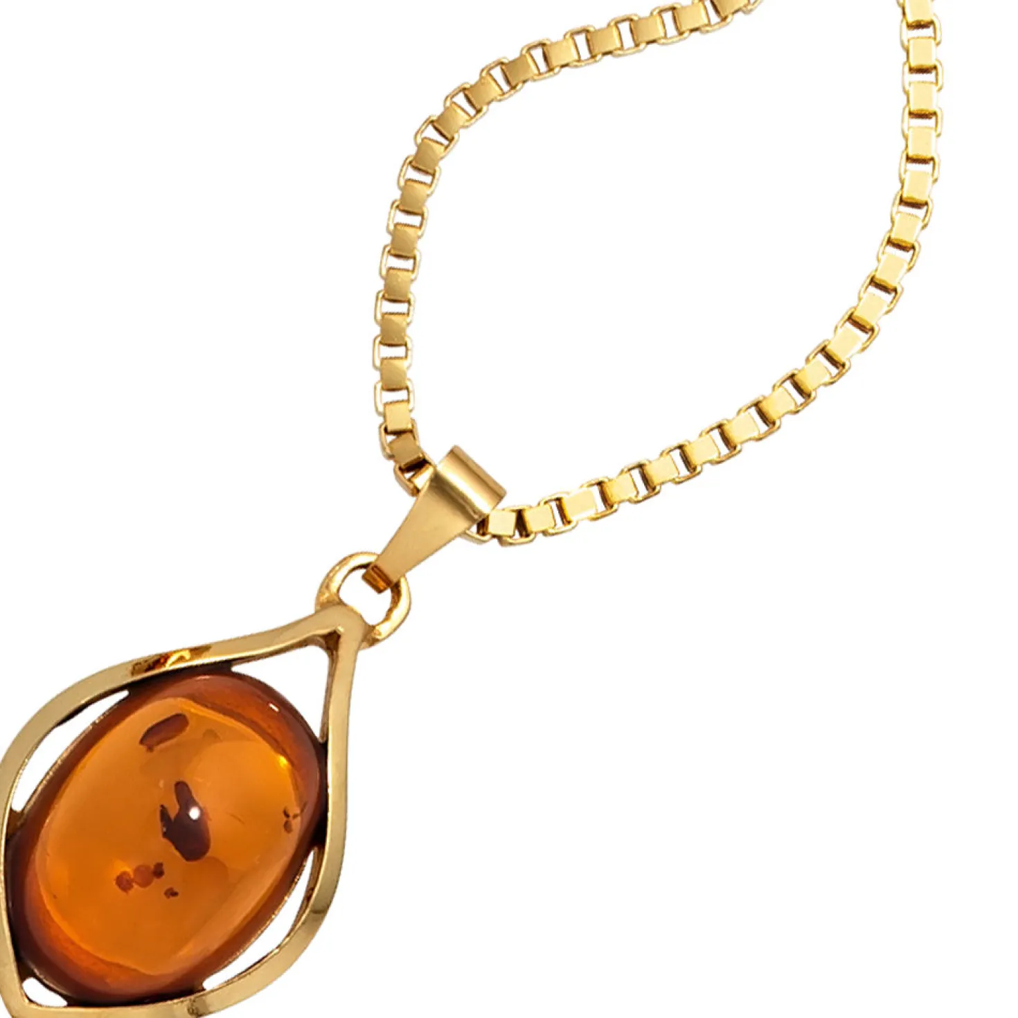 Anhänger 13,6x22,7mm echter Bernstein orange-braun 375 Gold Gelbgold Halsschmuck