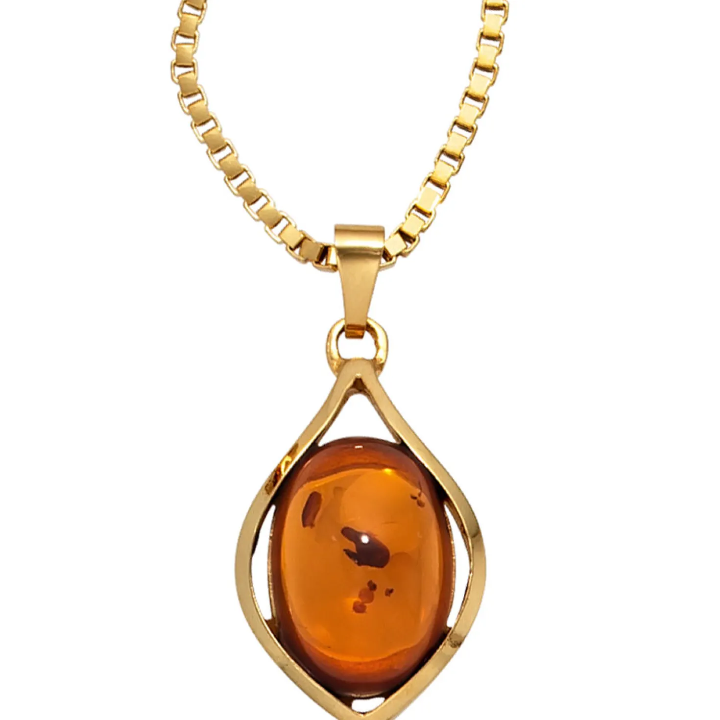 Anhänger 13,6x22,7mm echter Bernstein orange-braun 375 Gold Gelbgold Halsschmuck