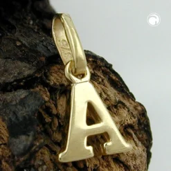 Anhänger 8x6,5mm Einhänger A Goldbuchstabe Buchstabe aus 375 Gold Gelbgold