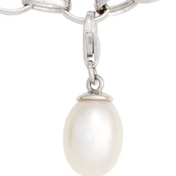 Anhänger 8,8x24mm Einhänger Charm mit Süßwasser-Perle aus 925 Echt Silber Damen