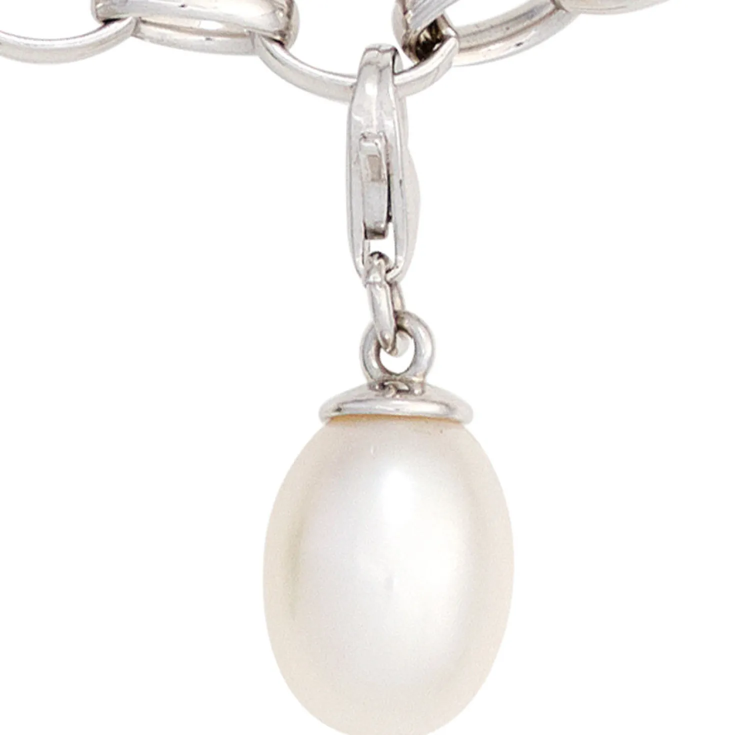 Anhänger 8,8x24mm Einhänger Charm mit Süßwasser-Perle aus 925 Echt Silber Damen