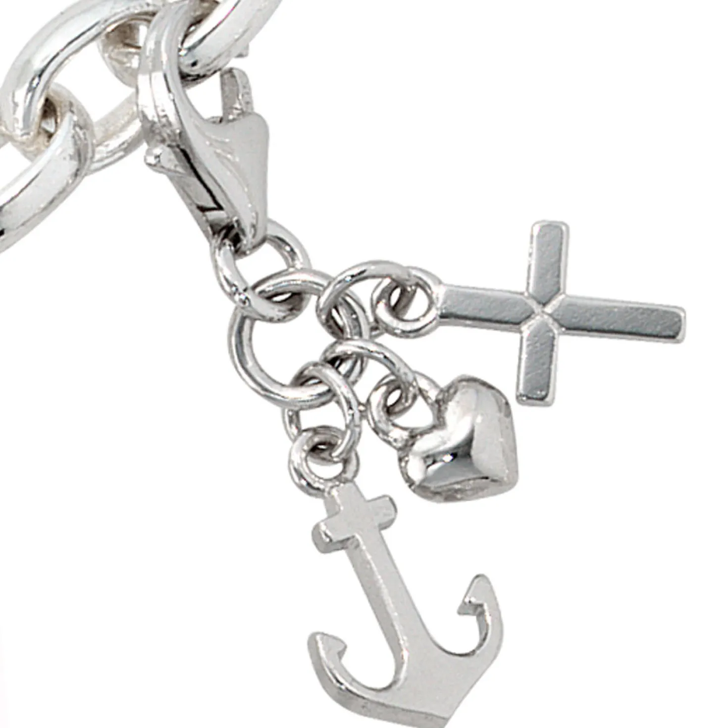 Anhänger 7x14mm Einhänger Charm Scharms Glaube Liebe Hoffnung 925 Silber Unisex