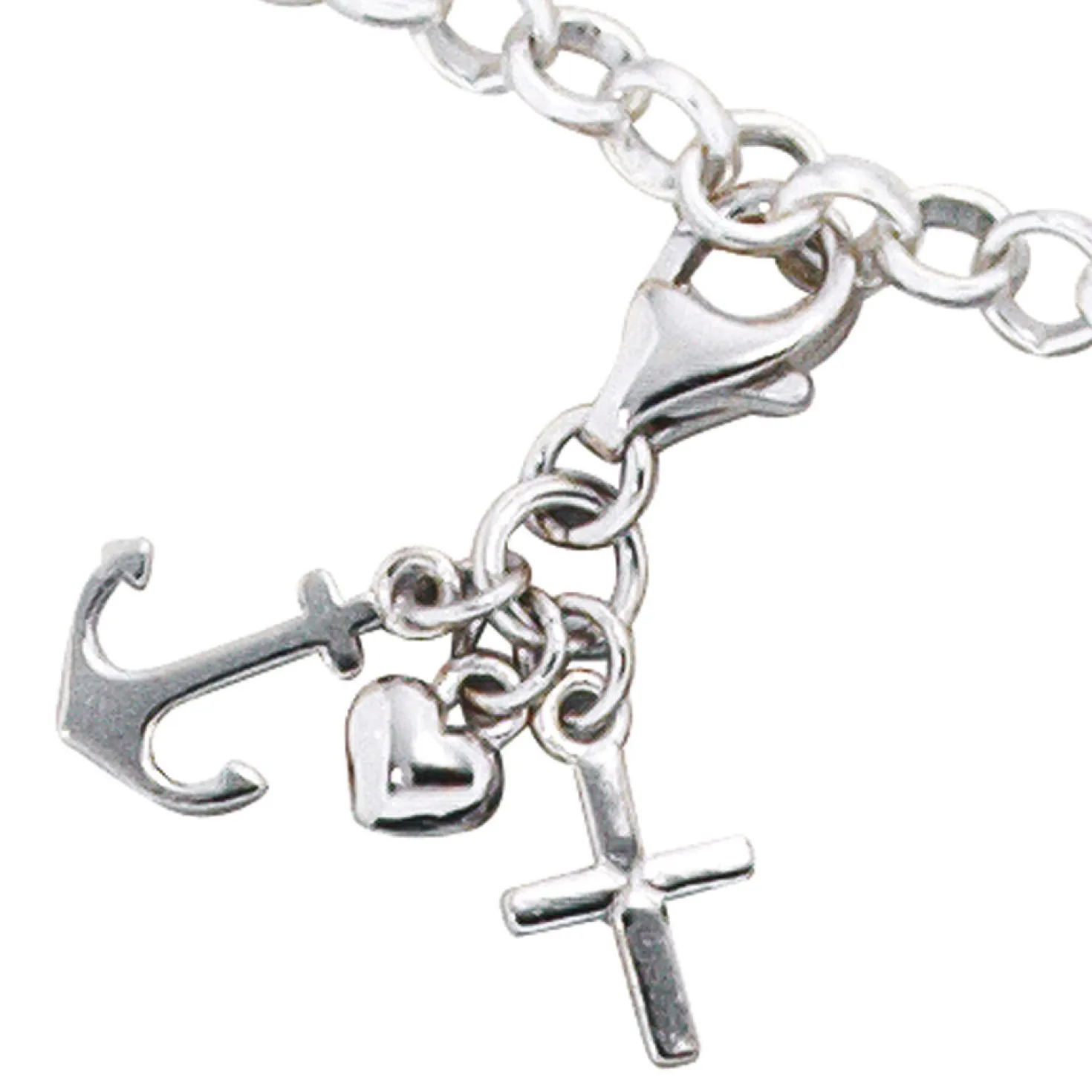 Anhänger 7x14mm Einhänger Charm Scharms Glaube Liebe Hoffnung 925 Silber Unisex