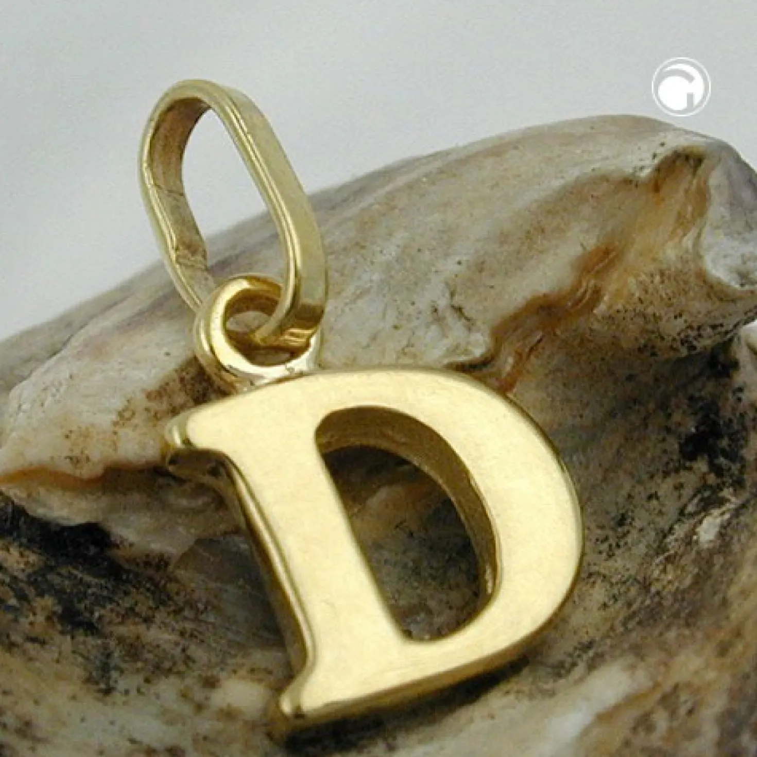 Anhänger 8x6mm Einhänger D Goldbuchstabe Buchstabe aus 375 Gold Gelbgold