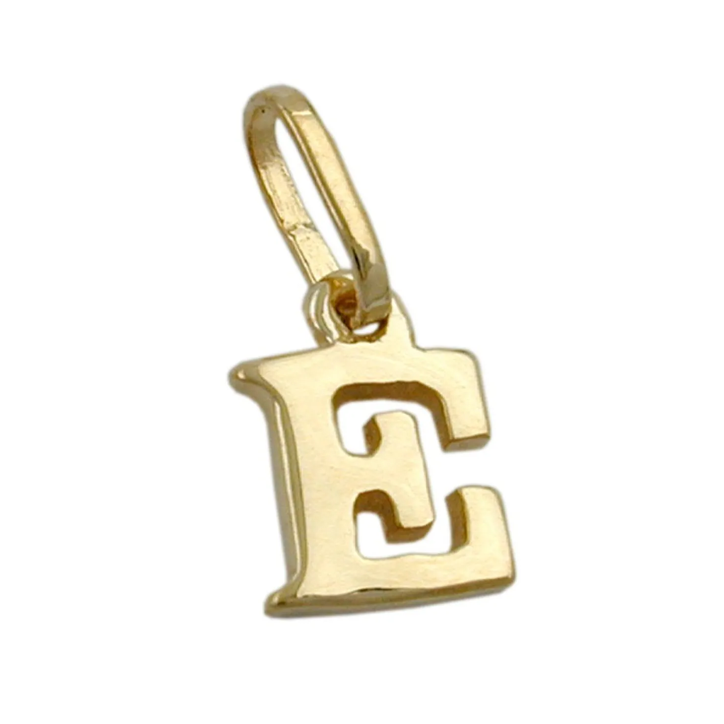 Anhänger 8x5,5mm Einhänger E Goldbuchstabe Buchstabe aus 375 Gold Gelbgold