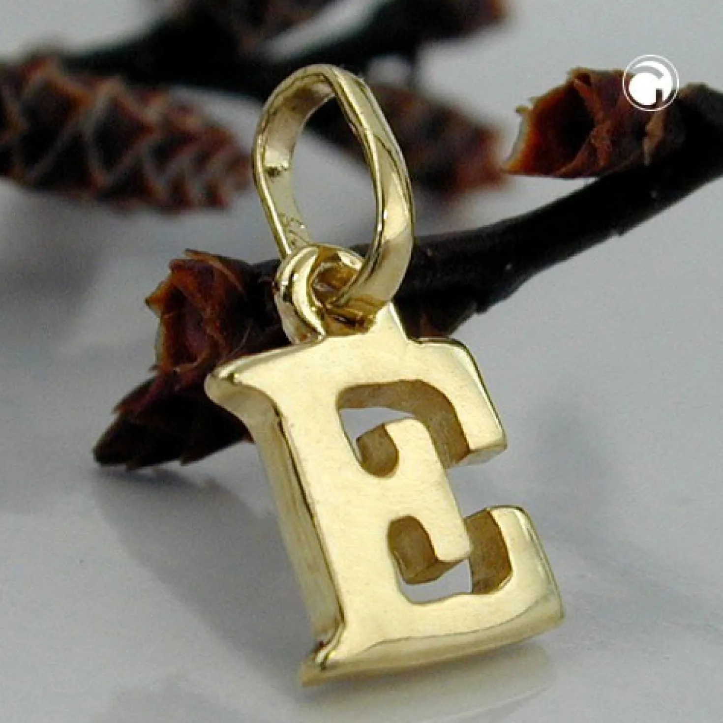 Anhänger 8x5,5mm Einhänger E Goldbuchstabe Buchstabe aus 375 Gold Gelbgold