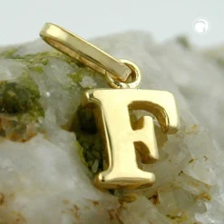 Anhänger 8x5,5mm Einhänger F Goldbuchstabe Buchstabe aus 375 Gold Gelbgold