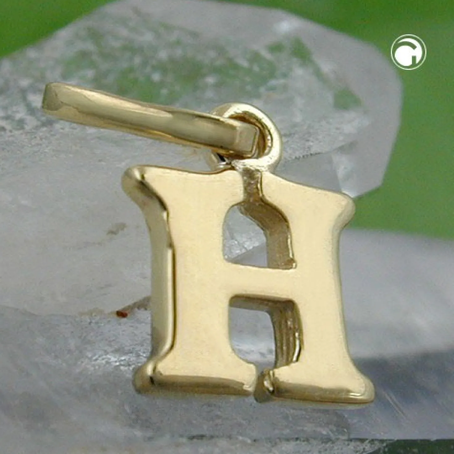 Anhänger 8x7mm Einhänger H Goldbuchstabe Buchstabe aus 375 Gold Gelbgold