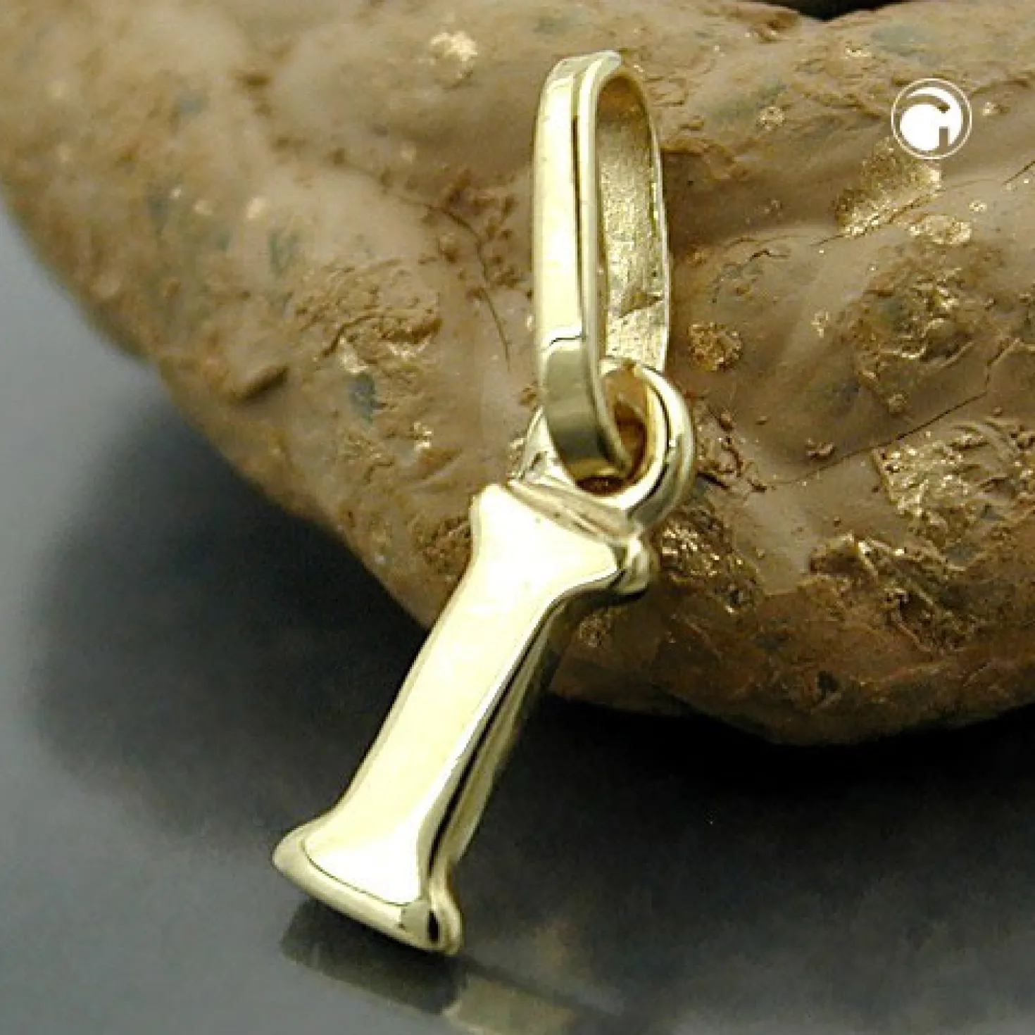 Anhänger 8x3mm Einhänger I Goldbuchstabe Buchstabe aus 375 Gold Gelbgold