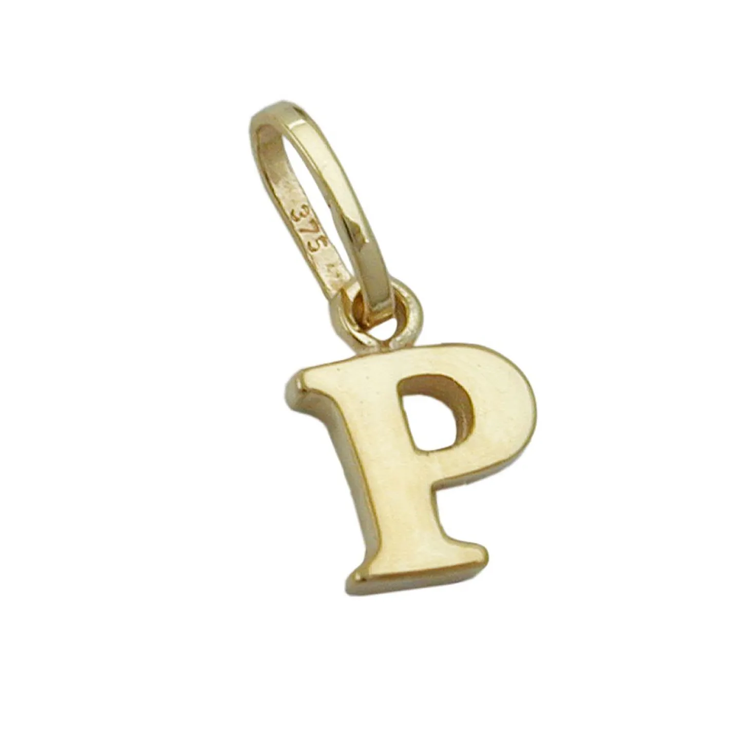 Anhänger 8x6mm Einhänger P Goldbuchstabe Buchstabe aus 375 Gold Gelbgold