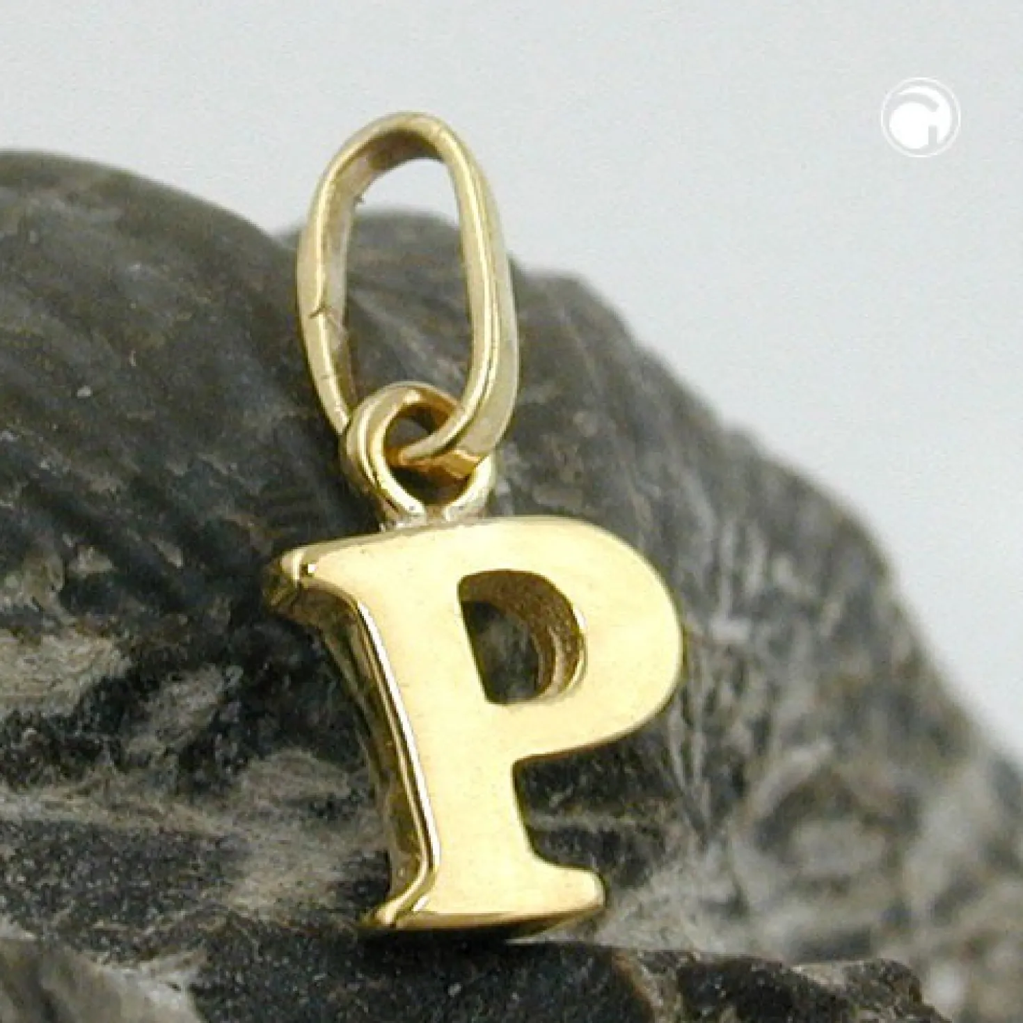 Anhänger 8x6mm Einhänger P Goldbuchstabe Buchstabe aus 375 Gold Gelbgold