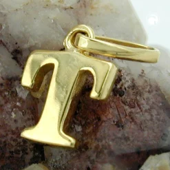 Anhänger 8x6mm Einhänger T Goldbuchstabe Buchstabe aus 375 Gold Gelbgold