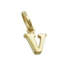 Anhänger 8x6mm Einhänger V Goldbuchstabe Buchstabe aus 375 Gold Gelbgold
