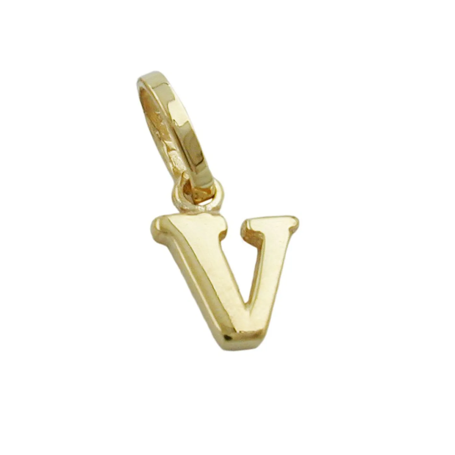 Anhänger 8x6mm Einhänger V Goldbuchstabe Buchstabe aus 375 Gold Gelbgold