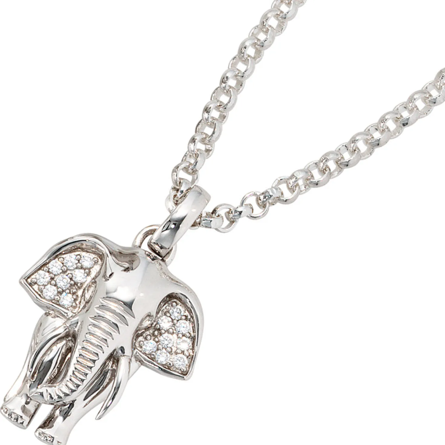 Anhänger 19,9x25,3mm Elefant mit Zirkonia 925 Echt Silber Sterlingsilber Damen