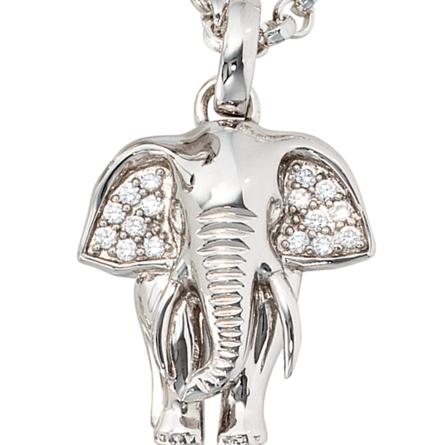 Anhänger 19,9x25,3mm Elefant mit Zirkonia 925 Echt Silber Sterlingsilber Damen