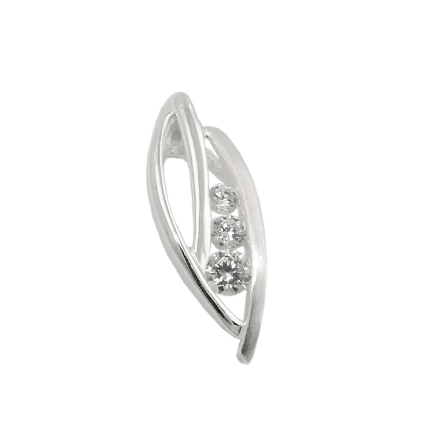 Anhänger 17x6mm elegant Verformt mit weißen Zirkonia matt-glänzend 925 Silber