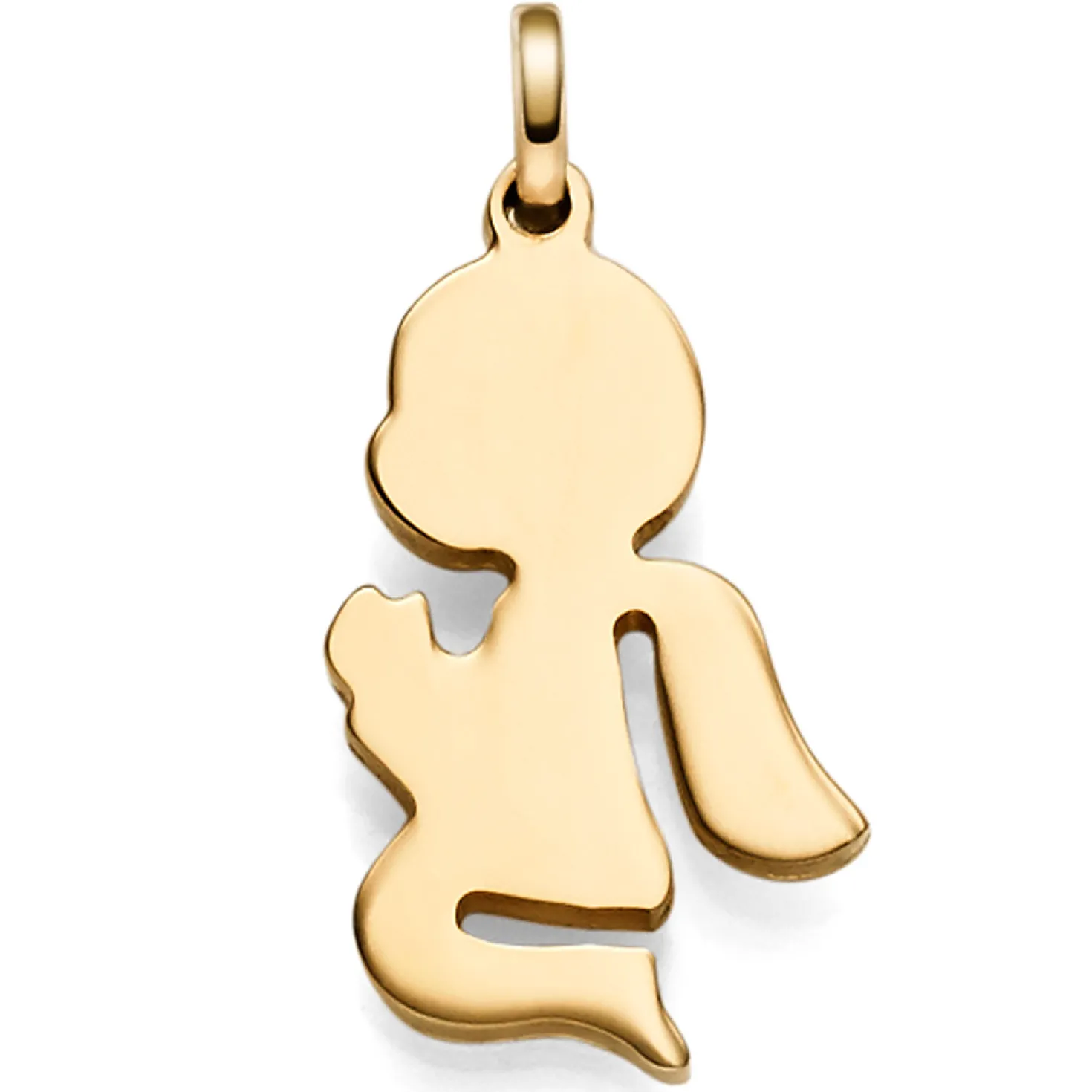 Anhänger 12x24mm Engel beim Beten aus 585 Gelbgold Silhouette flach schlicht