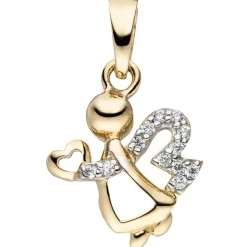 Anhänger 11,1x12,8mm Engel mit Herz aus 333 Gold Gelbgold 12 Zirkonia
