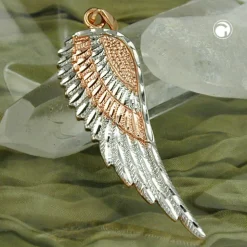 Anhänger 39x13mm Engelsflügel aus 375 Rotgold rhodiniert Flügel Damen
