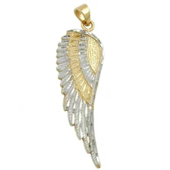 Anhänger 40x12mm Engelsflügel bicolor 375 Gelbgold Damen Goldanhänger