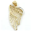 Anhänger 24x14mm Engelsflügel bicolor rhodiniert diamantiert 375 Gold Gelbgold