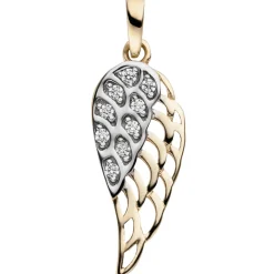 Anhänger 7,7x20mm Flügel aus 333 Gold Gelbgold bicolor mit 9 Zirkonia Damen