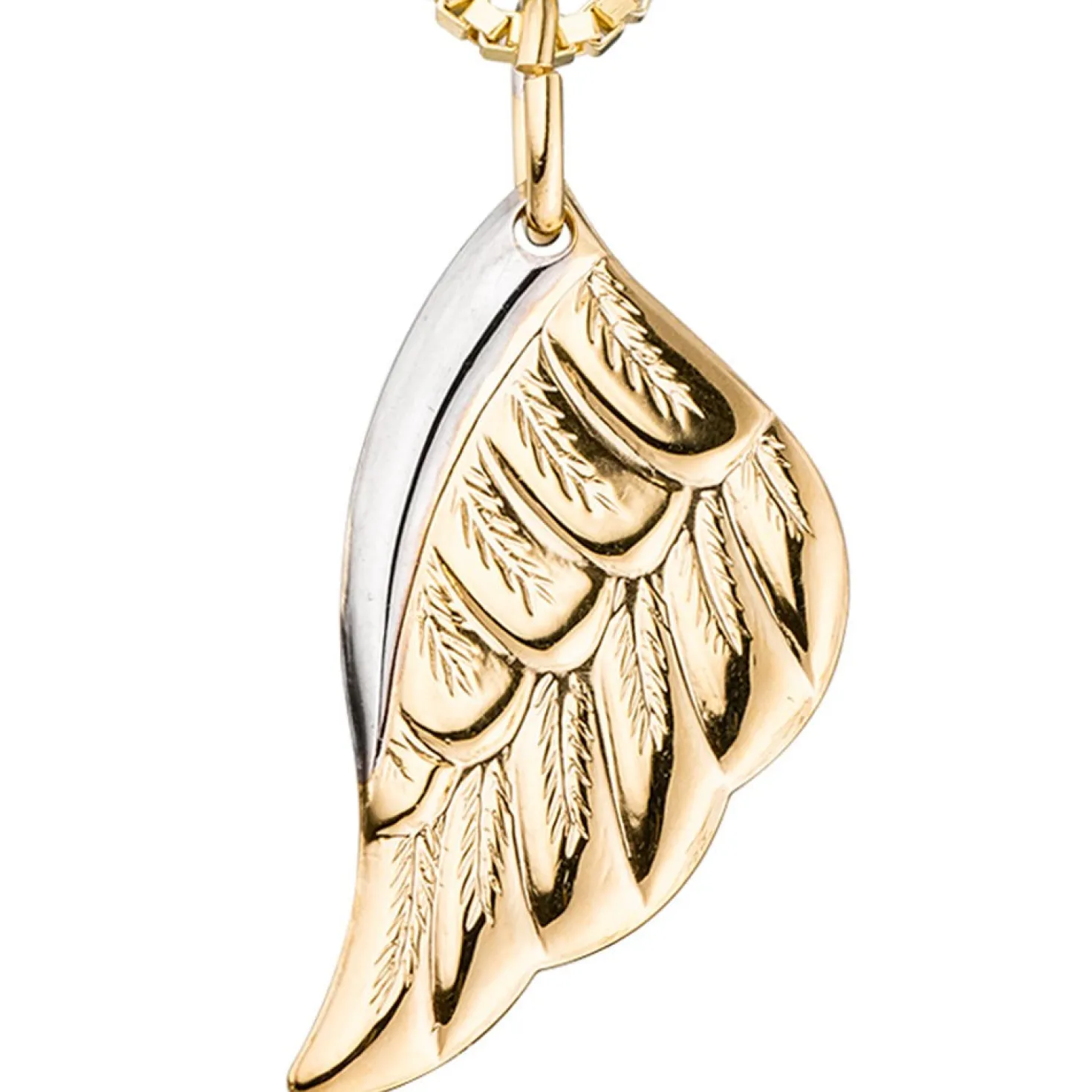 Anhänger 10,5x20mm Flügel Engelsflügel aus 333 Gold Gelbgold rhodiniert Damen