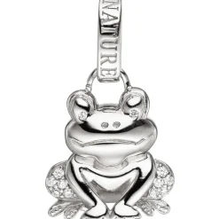 Anhänger 18,1x22mm Frosch Kröte mit Zirkonia weiß 925 Silber Silberanhänger