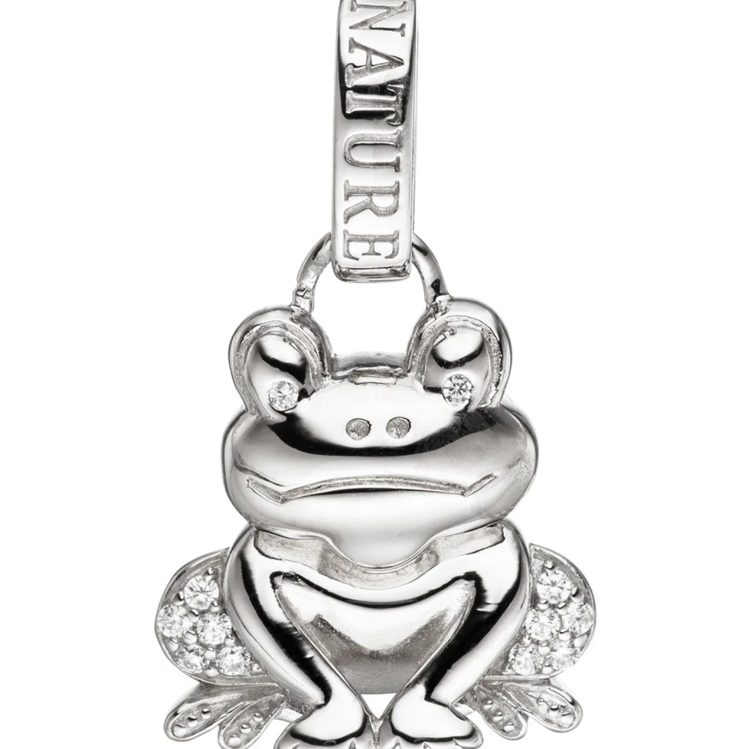 Anhänger 18,1x22mm Frosch Kröte mit Zirkonia weiß 925 Silber Silberanhänger