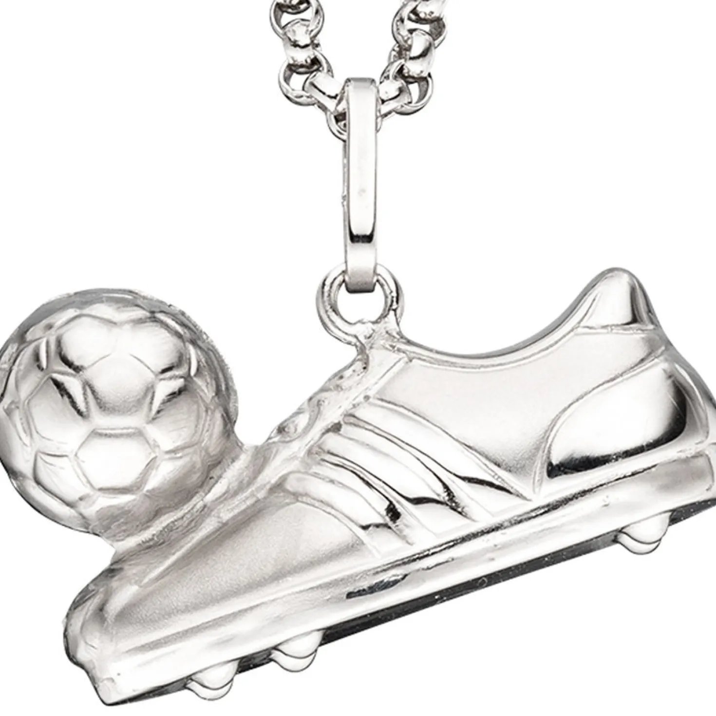 Anhänger 19,2x11,9mm Fußballschuh mit Ball 925 Silber teilmattiert Kinder