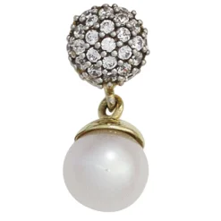 Anhänger 6,8x16,7mm 333 Gelbgold mit Süßwasser Zuchtperle creme-weiß & Zirkonia