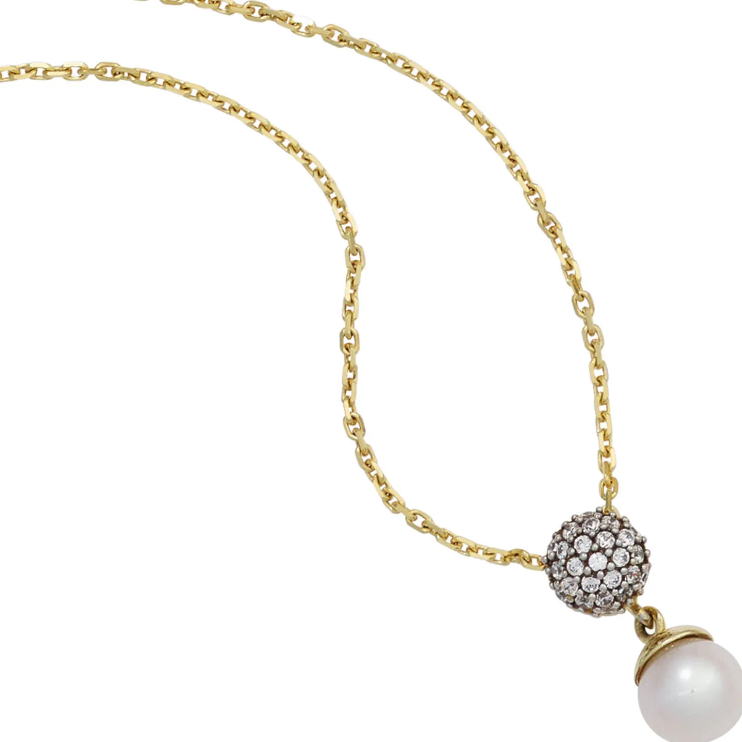 Anhänger 6,8x16,7mm 333 Gelbgold mit Süßwasser Zuchtperle creme-weiß & Zirkonia