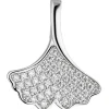 Anhänger 15,6x18,4mm Ginko Ginkgo Blatt mit weißen Zirkonia 925 Silber