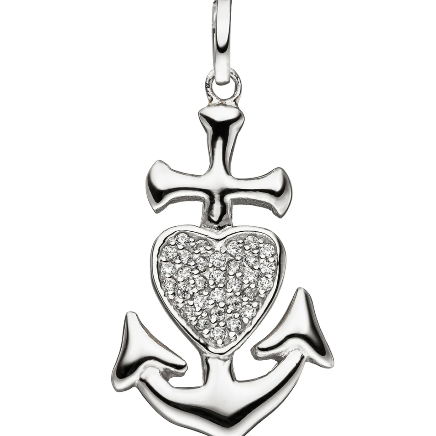 Anhänger 14,8x25,2mm Glaube Liebe Hoffnung mit weißen Zirkonia 925 Silber
