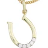 Anhänger 12,2x15,6mm Glückszeichen Hufeisen 5 Zirkonia 333 Gelbgold glänzend