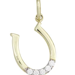 Anhänger 12,2x15,6mm Glückszeichen Hufeisen 5 Zirkonia 333 Gelbgold glänzend
