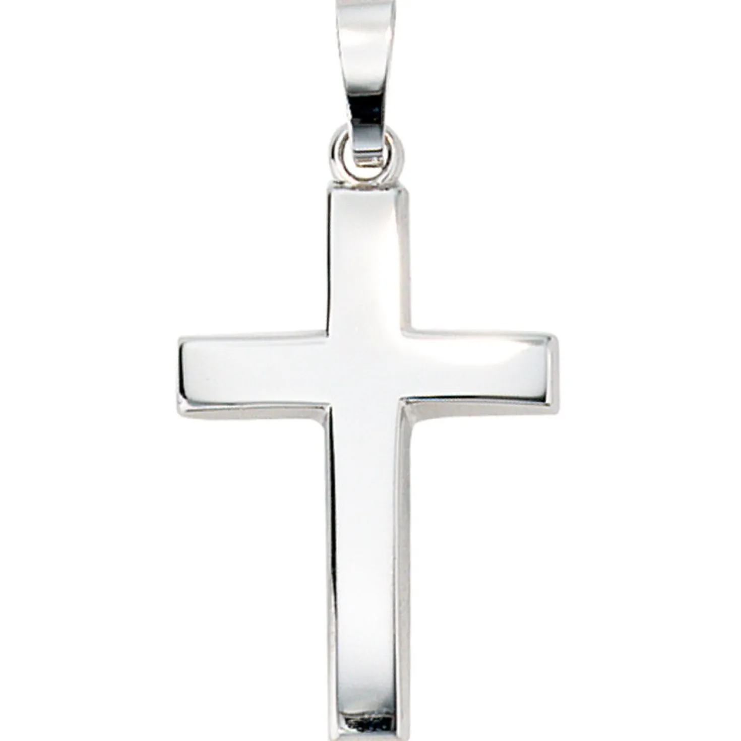 Anhänger 14x23,1mm Goldanhänger Kreuz aus 585 Weißgold schlicht Unisex