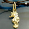 Anhänger 14x7mm Goldanhänger Seepferdchen Seepferd aus 375 Gold Gelbgold Damen