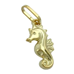 Anhänger 14x7mm Goldanhänger Seepferdchen Seepferd aus 375 Gold Gelbgold Damen