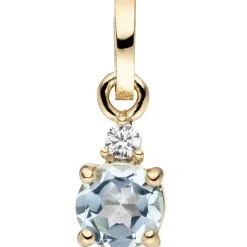 Anhänger 5x10,3mm 333 Gold Gelbgold mit Blautopas & Zirkonia hellblau blau