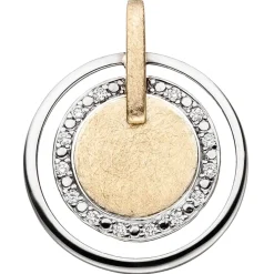 Anhänger 18,3x22,3mm 585 Gold gelb/weiß 14 Diamanten Brillanten 0,09 Ct