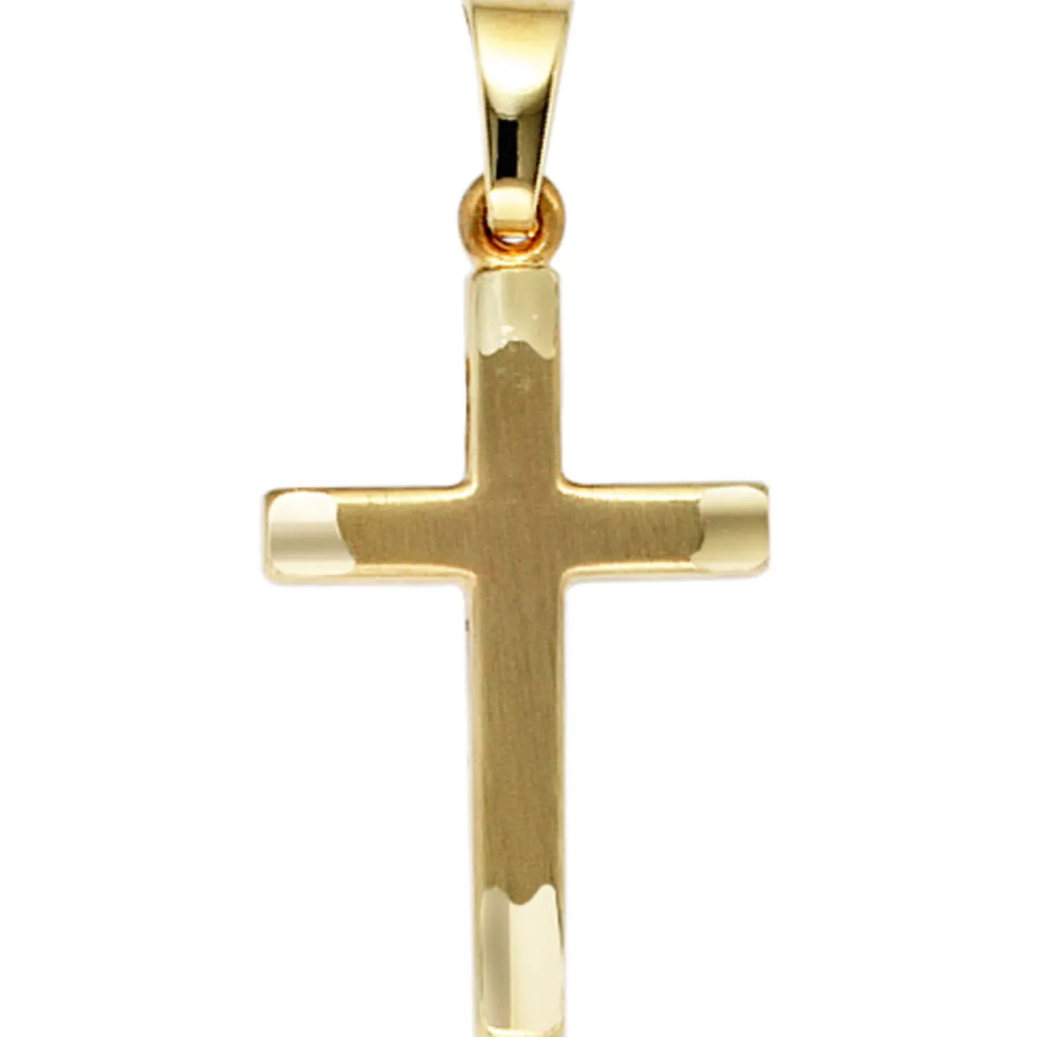 Anhänger 12,1x20,5mm Goldkreuz Kreuz aus 333 Gold Gelbgold mattiert in der Mitte